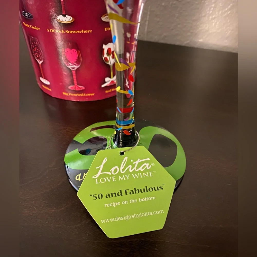 Lolita “50 and Fabulous” Hand-Painted Wine Glass | 15oz | Collectible | New
